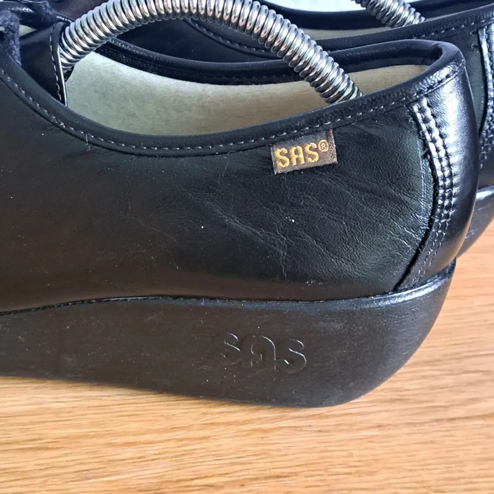 SAS Siesta Womend 9 N Narrow Black Leather Lace-Up Comfort Oxford Shoes Handmade